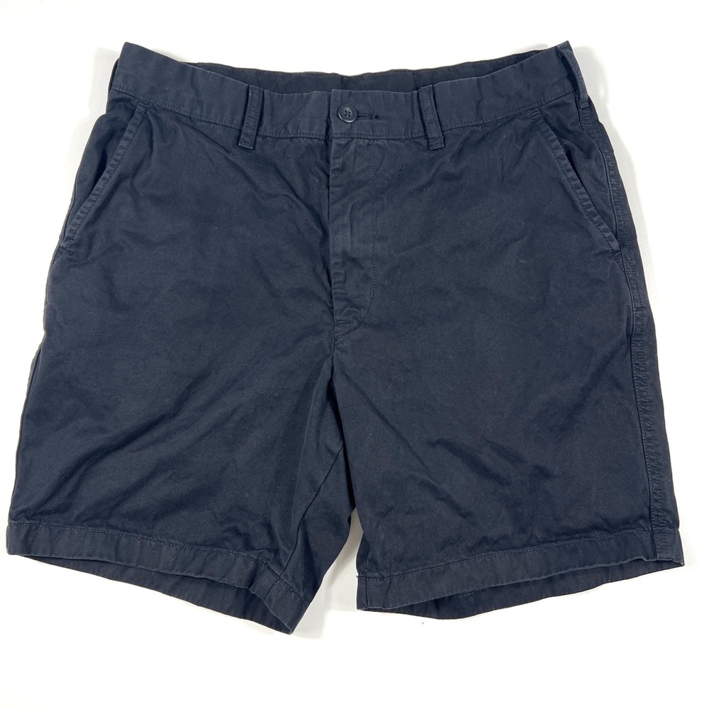 Uniqlo Mens Black Cotton Chino Shorts Medium Drawstring EUC Casual Minimalist